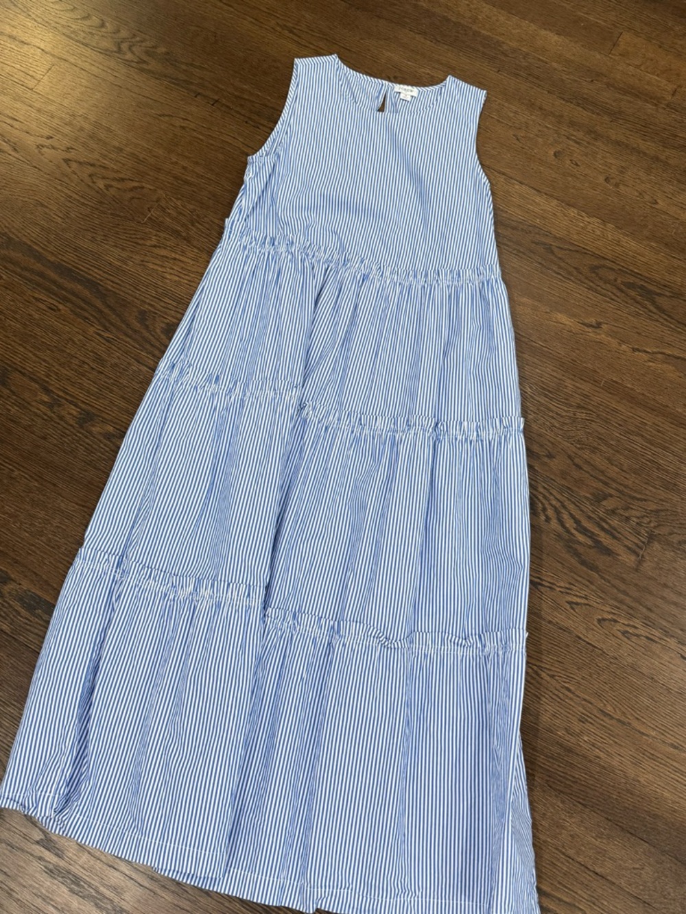 J. Crew Blue and White Striped Midi Dress